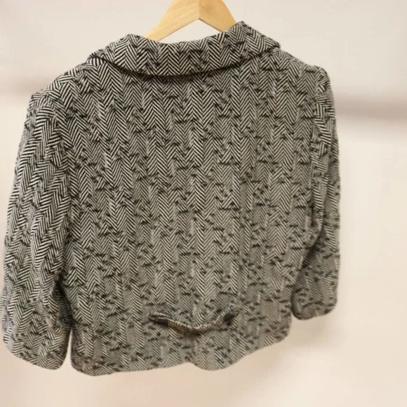 Womens J'Envie Black/Gray Striped Wool 3/4 Sleeve - Picture 3 of 9